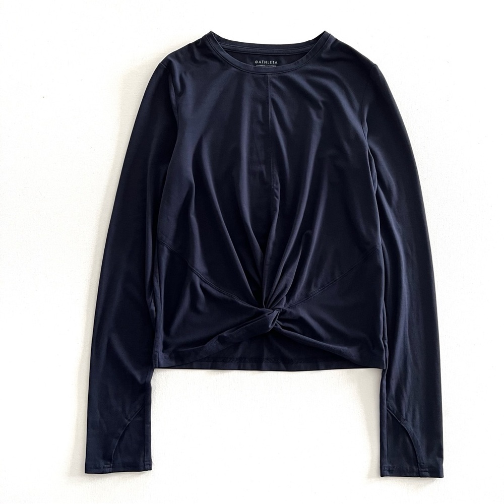 Athleta Essence Twist Top in Navy Blue Size Small